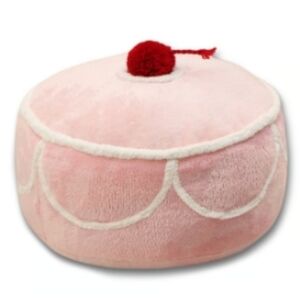 Target Bullseye Plush Pink Cake Pouf with Red Cherry Pom Top